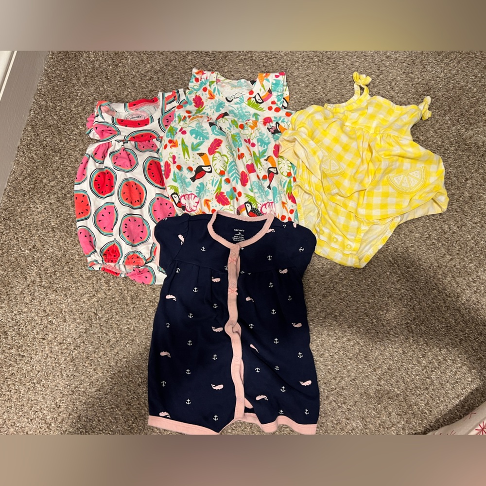 Bundle lot of girls 4 piece romper outfits various brands 6 months B1G1 50% off